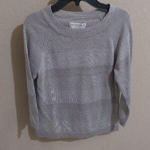 Sag Harbor Women's Silver Crew Neck Sweater